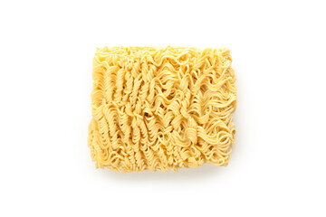 Uncooked instant noodles isolated on white background