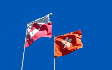 Flags of Greenland and Hong Kong HK.