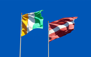 Flags of Cote d'Ivoire and Latvia.