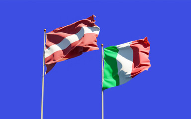 Flags of Italy and Latvia.