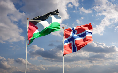 Flags of Palestine and Norway.