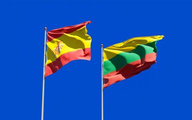 Flags of Lithuania and Spain.