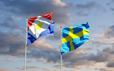 Flags of Saba and Sweden.