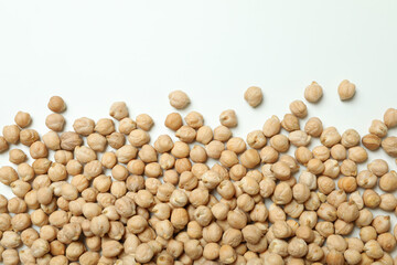 Fresh chickpea on white background, space for text