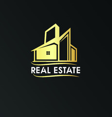 House Real Estate Luxury logo Design Modern and gold 