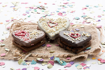 Alfajor for Valentine's Day, heart shape, in study, Spain