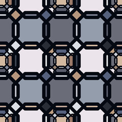 Seamless abstract pattern. Multicolored geometric ornament in muted shades.
