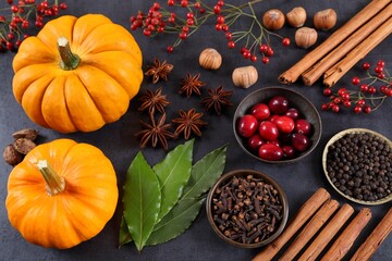 Pumpkins and spices.