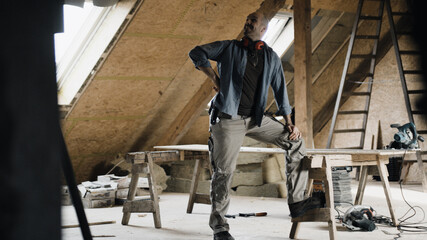 Proud construction worker at a construction site