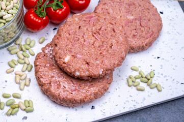 Healthy vegetarian vegan food, plant based soya beans burger