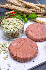 Healthy vegetarian vegan food, plant based soya beans burger