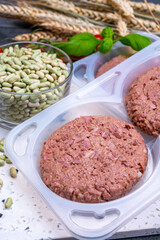 Healthy vegetarian vegan food, plant based soya beans burger