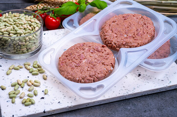 Healthy vegetarian vegan food, plant based soya beans burger