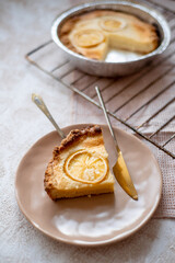 lemon cake, fresh homemade cakes in the form of a light background