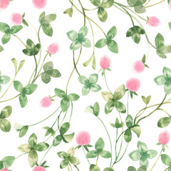 Beautiful seamless floral pattern with watercolor gentle spring flowers. Stock illustration.