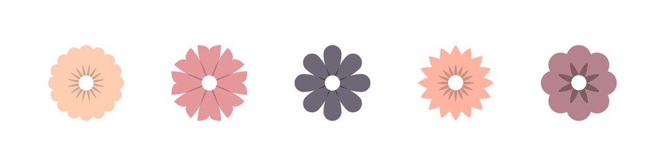 Flowers. Flowers vector icons, isolated in flat design. Flower in modern color. Vector illustration