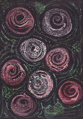 Pink rose buds - Abstract hand painted drawing
