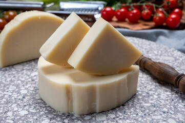 Cheese collection, Italian pasta filata aged cheese provolone from Cremona, Northwest of Italy