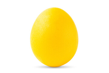 One Yellow Easter egg isolated on white background. Single oval brightly colored egg for happy...