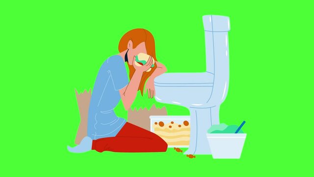 Woman Nutrition Disorder Bulimia Problem Animation