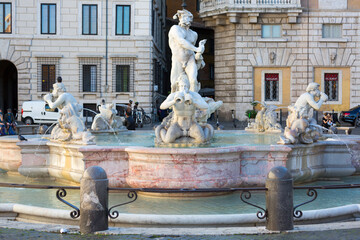 Naklejka na ściany i meble Fontana del Moro (Moor Fountain) located in Piazza Navona, Rome, Italy
