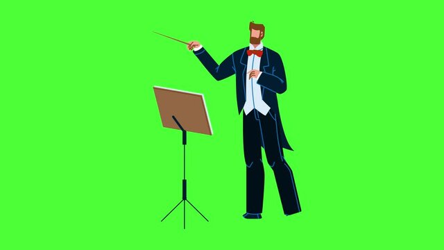 Music Conductor Man Conducting Orchestra Animation