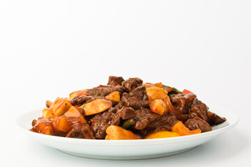 Chop steak on white background