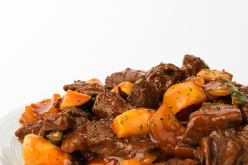 Chop steak on white background