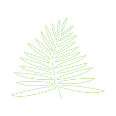 Line art green leaf, herbal element. Stock illustration isolated on white background. Can be used as an isolated sign, symbol, icon, for organic products. Spring botanical plant vector illustration.