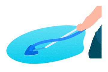 Swimming pool cleaning illustration. Vector illustration 