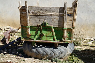 Agricultural vehicles used in agricultural production in the village