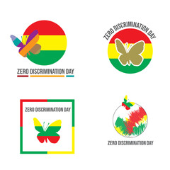 Naklejka premium March 1 zero discrimination day icon banner, logo concept vector eps 10. Equal rights for all concept. rainbow butterfly zero discrimination concept.