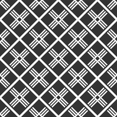 Abstract seamless rhombuses pattern. Tribe motif. Ethnic wallpaper. Ancient mosaic. Ethnical folk image. Tribal ornament. Repeating geometric tiles. Vector monochrome background.