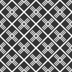 Abstract seamless rhombuses pattern. Tribe motif. Ethnic wallpaper. Ancient mosaic. Ethnical folk image. Tribal ornament. Repeating geometric tiles. Vector monochrome background.