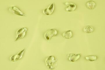 Cosmetic transparent cream swirls. Skin care product sample closeup. Cosmetics concept