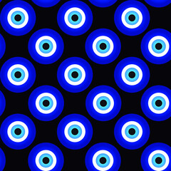 Abstract Lucky Blue glass pattern. greek eyes seamless background