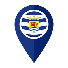 flat map marker icon with zeeland flag, isolated on white background