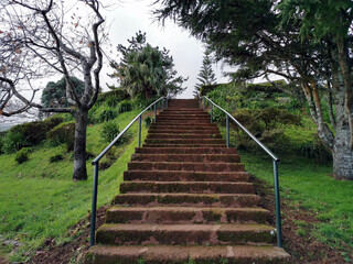 Stairs in a park on the island of São Miguel, Azores, Portugal