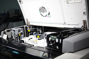 Clinical and diagnostic equipment in a modern laboratory. Photo in the interior of the laboratory. Photos without people. Top view.Horizontal orientation of the photo.