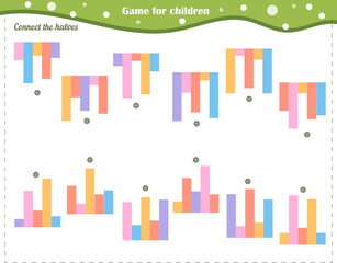  Logic puzzle game. Connect the parts to make a whole