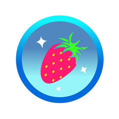 Isolated strawberry fruit sticker label. Can be used for printable souvenirs ( t-shirt, pillow, keychain, mug, cup).