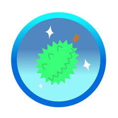 Isolated durian fruit sticker label. Can be used for printable souvenirs ( t-shirt, pillow, keychain, mug, cup).