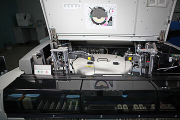 Clinical and diagnostic equipment in a modern laboratory. Photo in the interior of the laboratory. Scientific research. Photos without people. Horizontal orientation of the photo.