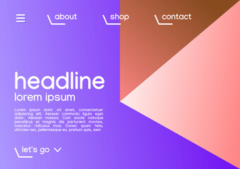 Website landing page template. Abstract shape vector mockup.