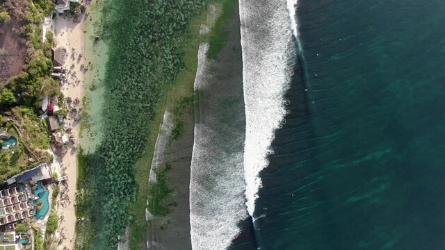 Aerial view on ocean waves
