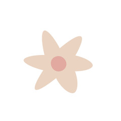 Vector  Abstract Pink  Flower a White Background. Irregular Hand Drawn Simple Floral Print.	