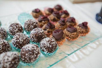 Healthy sweets food, Raw vegans balls, handmade food, energy balls