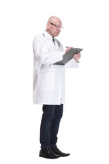 male doctor writing a prescription for a patient.