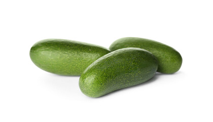 Fresh whole seedless avocados isolated on white