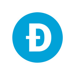 Obraz premium DogeCoin blue flat icon isolated on white background